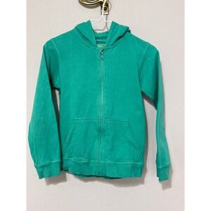 Pact Zip Up Hoodie Kids Size 8/9 Green Organic Cotton Fleece Sweatshirt